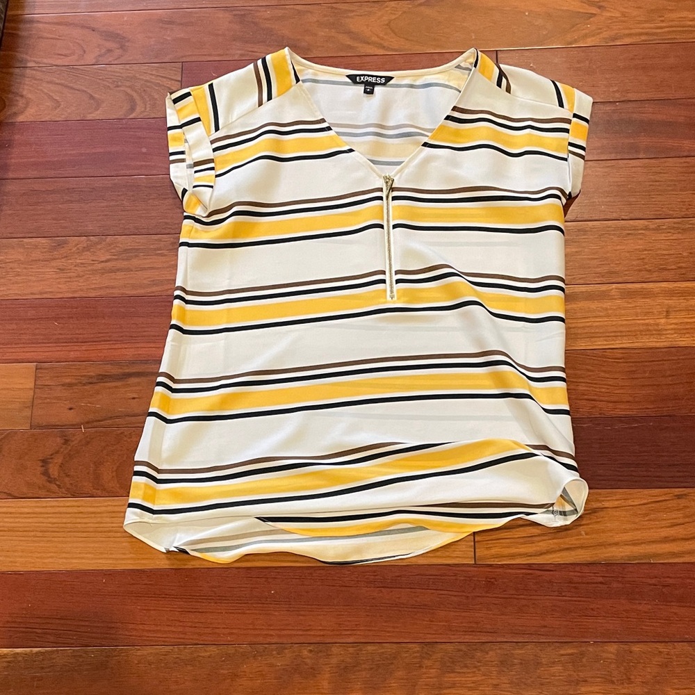Express Yellow and Black Striped Blouse